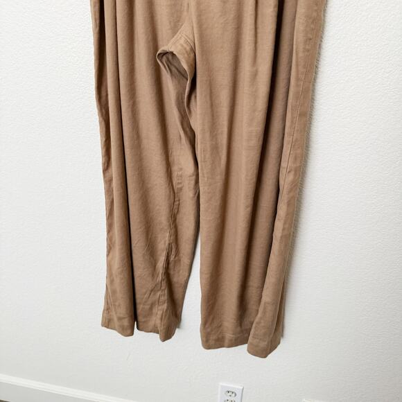 [Anthropologie] Maeve Brown Avery Pleated Linen Wide Leg Trousers Size Large L - Picture 10 of 12